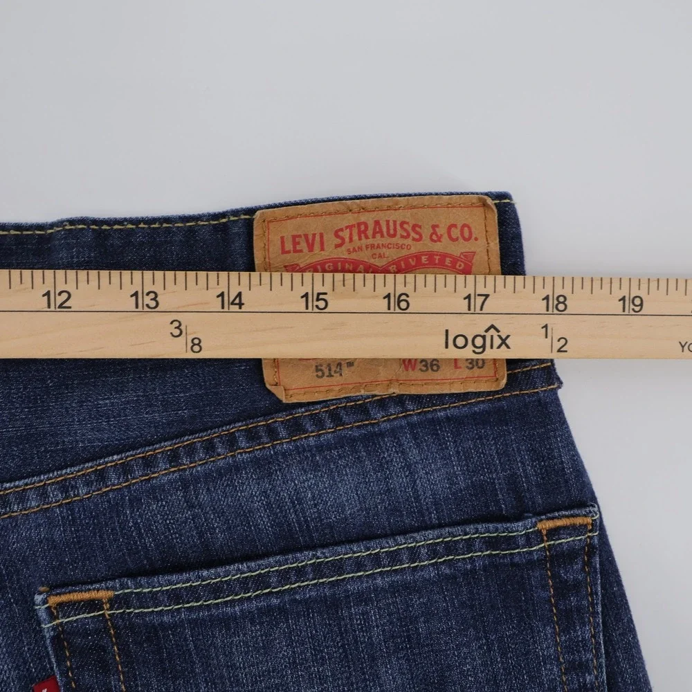 Levi's 514 Straight Fit Jeans Blue Mens 36x30 100% Cotton Denim
